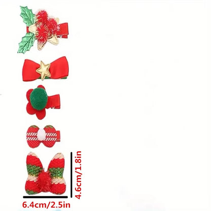 5Pcs/Set Christmas Hair Clip Side Clips Bangs Clips Christmas Hair Accessories Christmas Gifts