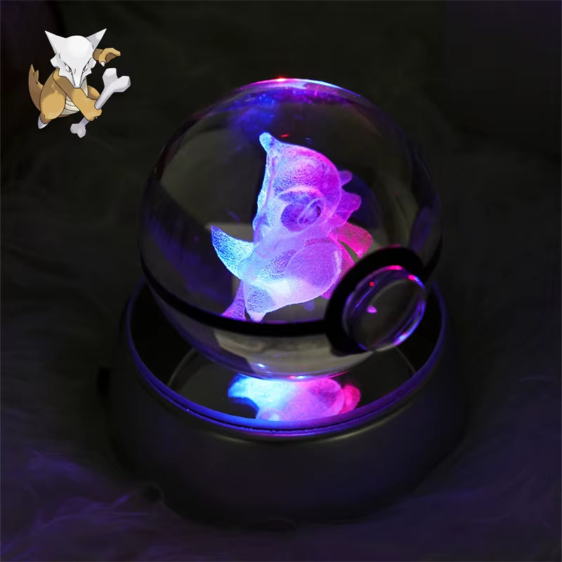 Pokemon 3D Crystal Ball Figure Toys Mimikyu Charizard Gengar Cubone Rayquaza Figurines Pokeball with LED Light Model Doll Gifts