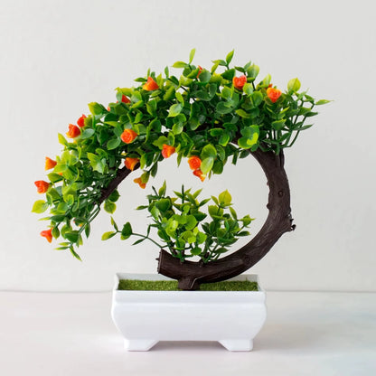 Artificial Plants Bonsai Simulated Tree Potted Plants Fake Flowers Table Potted Ornaments