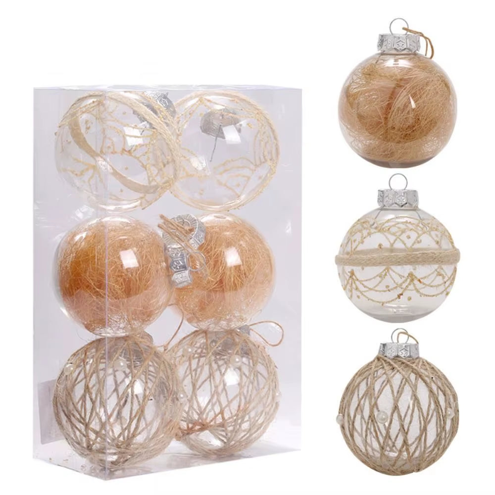 6PCS Christmas Ball Ornaments Christmas Spheres Sequin Painted 8Cm Christmas Ball Set Christmas Supplies Home Decoration New