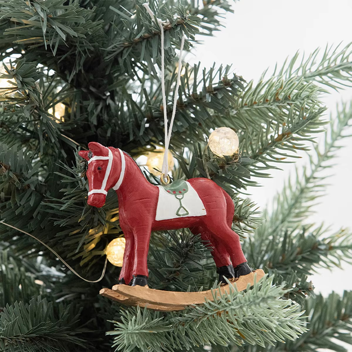 Christmas Tree Christmas Tree Christmas Painted Resin Rocking Horse Pendant Christmas Tree DIY Decoration Hanging Decoration Arr