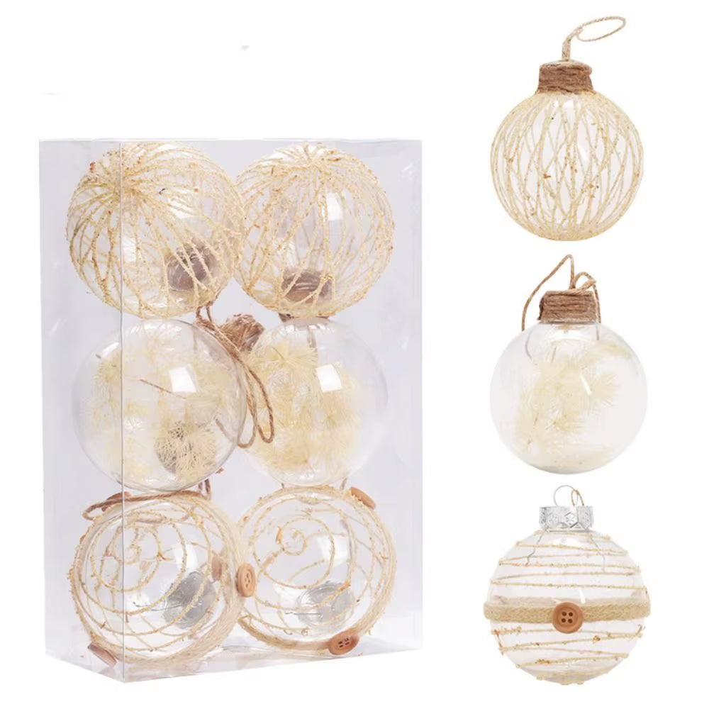 6PCS Christmas Ball Ornaments Christmas Spheres Sequin Painted 8Cm Christmas Ball Set Christmas Supplies Home Decoration New