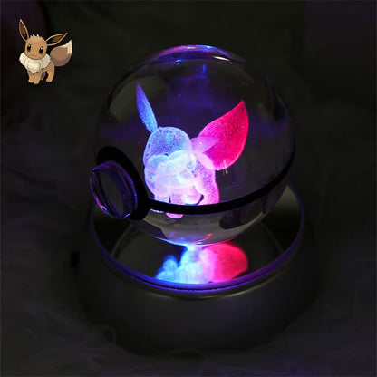 Pokemon 3D Crystal Ball Figure Toys Mimikyu Charizard Gengar Cubone Rayquaza Figurines Pokeball with LED Light Model Doll Gifts