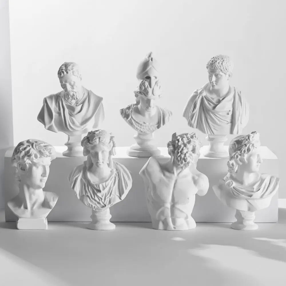 New Mini Figurine Plaster Statue Greek Mythology Celebrities Famous Sculpture Drawing Practice Gypsum Bust Portraits Home Decor