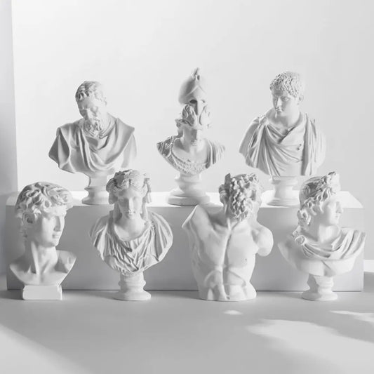 New Mini Figurine Plaster Statue Greek Mythology Celebrities Famous Sculpture Drawing Practice Gypsum Bust Portraits Home Decor