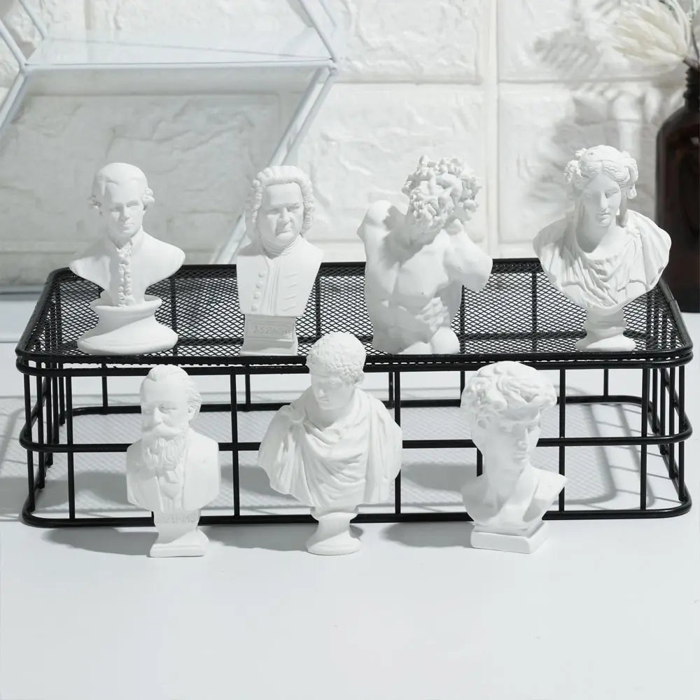 New Mini Figurine Plaster Statue Greek Mythology Celebrities Famous Sculpture Drawing Practice Gypsum Bust Portraits Home Decor
