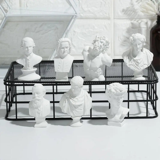 New Mini Figurine Plaster Statue Greek Mythology Celebrities Famous Sculpture Drawing Practice Gypsum Bust Portraits Home Decor