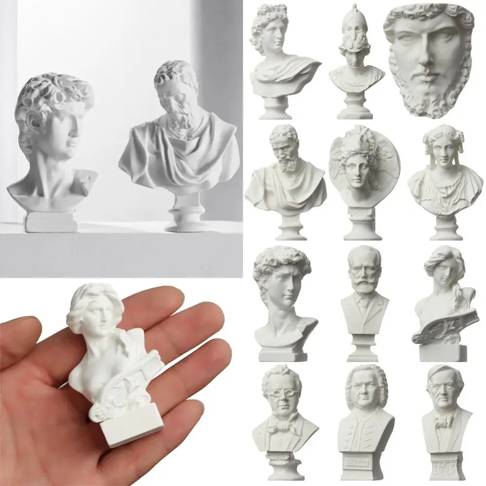 New Mini Figurine Plaster Statue Greek Mythology Celebrities Famous Sculpture Drawing Practice Gypsum Bust Portraits Home Decor