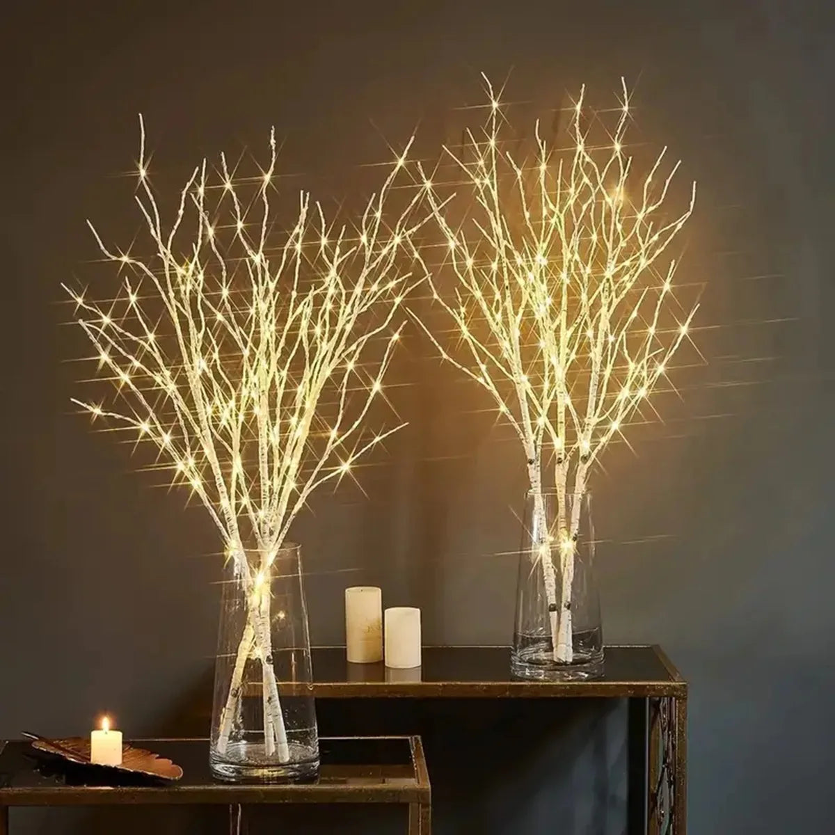 1 PC White Birch Branch Lights Battery Operated 20 LED Fairy Lights Willow Branches for Home Bedroom inside Outdoor Decoration