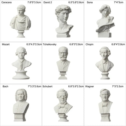 New Mini Figurine Plaster Statue Greek Mythology Celebrities Famous Sculpture Drawing Practice Gypsum Bust Portraits Home Decor