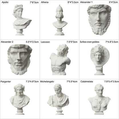 New Mini Figurine Plaster Statue Greek Mythology Celebrities Famous Sculpture Drawing Practice Gypsum Bust Portraits Home Decor