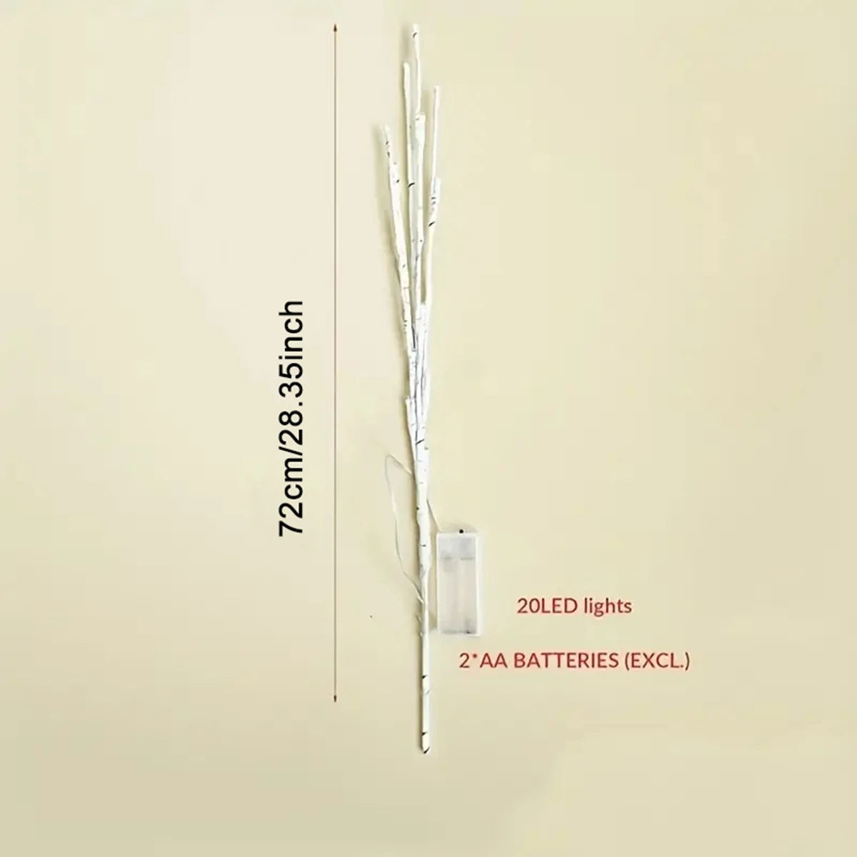 1 PC White Birch Branch Lights Battery Operated 20 LED Fairy Lights Willow Branches for Home Bedroom inside Outdoor Decoration