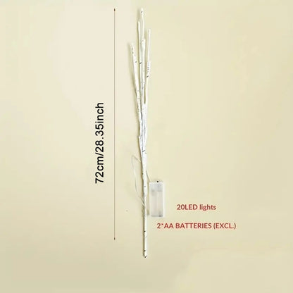 1 PC White Birch Branch Lights Battery Operated 20 LED Fairy Lights Willow Branches for Home Bedroom inside Outdoor Decoration