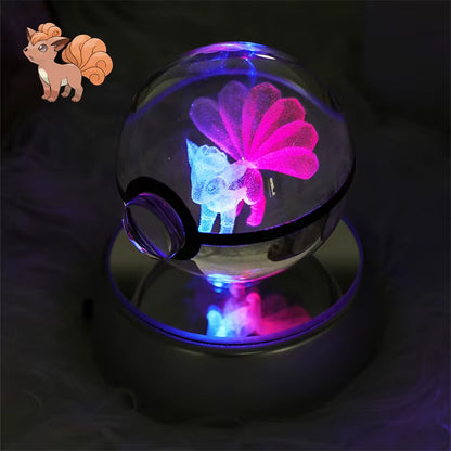 Pokemon 3D Crystal Ball Figure Toys Mimikyu Charizard Gengar Cubone Rayquaza Figurines Pokeball with LED Light Model Doll Gifts