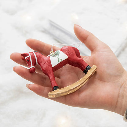 Christmas Tree Christmas Tree Christmas Painted Resin Rocking Horse Pendant Christmas Tree DIY Decoration Hanging Decoration Arr