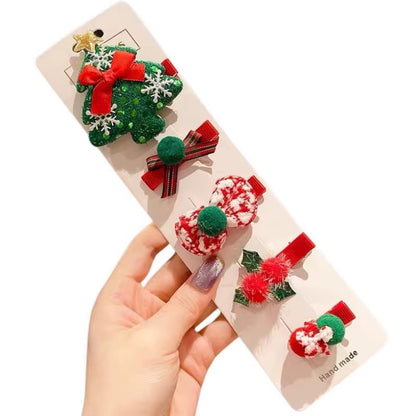 5Pcs/Set Christmas Hair Clip Side Clips Bangs Clips Christmas Hair Accessories Christmas Gifts