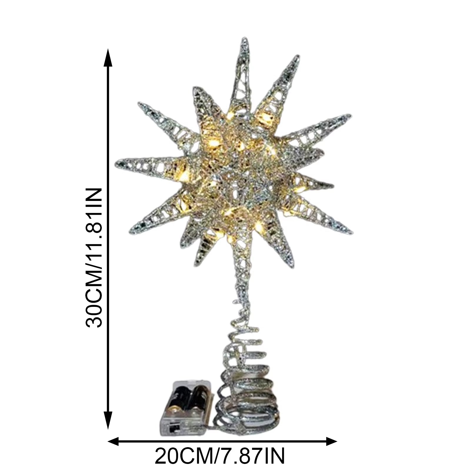 12.6 Inch Creative LED Lights Glitter Christmas Tree Decoration Christmas Tree Topper Christmas Tree Star Light up Party Props