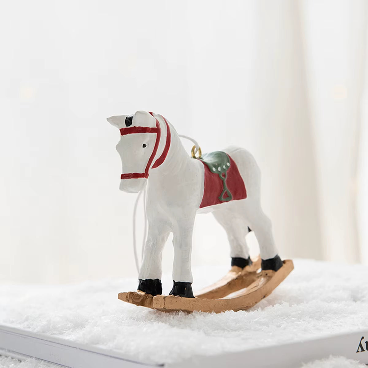 Christmas Tree Christmas Tree Christmas Painted Resin Rocking Horse Pendant Christmas Tree DIY Decoration Hanging Decoration Arr